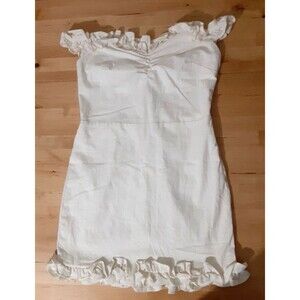 American Threads Ivory Ruffled Off Shoulder Sleeveless Sheath Dress Size L
